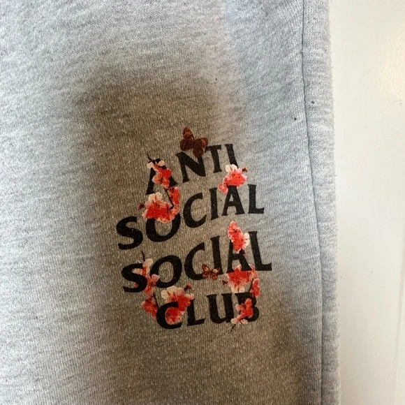 Anti Social Social Club Kkoch Heather Grey Streetwear Sweatpants Joggers, Small